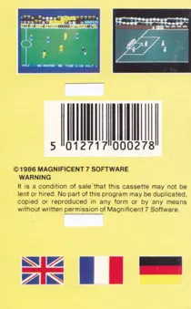Indoor Soccer (UK) (1986) box cover back
